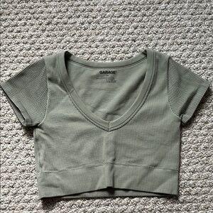 Garage Women's Sage Green Ribbed Crop Top